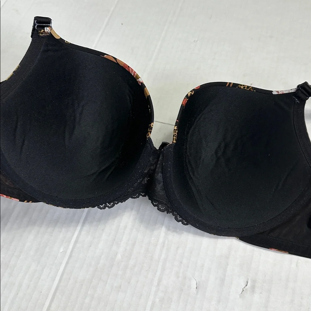 Torrid Curve Floral Leopard‎ Skull Padded Underwire Bra 40C Black